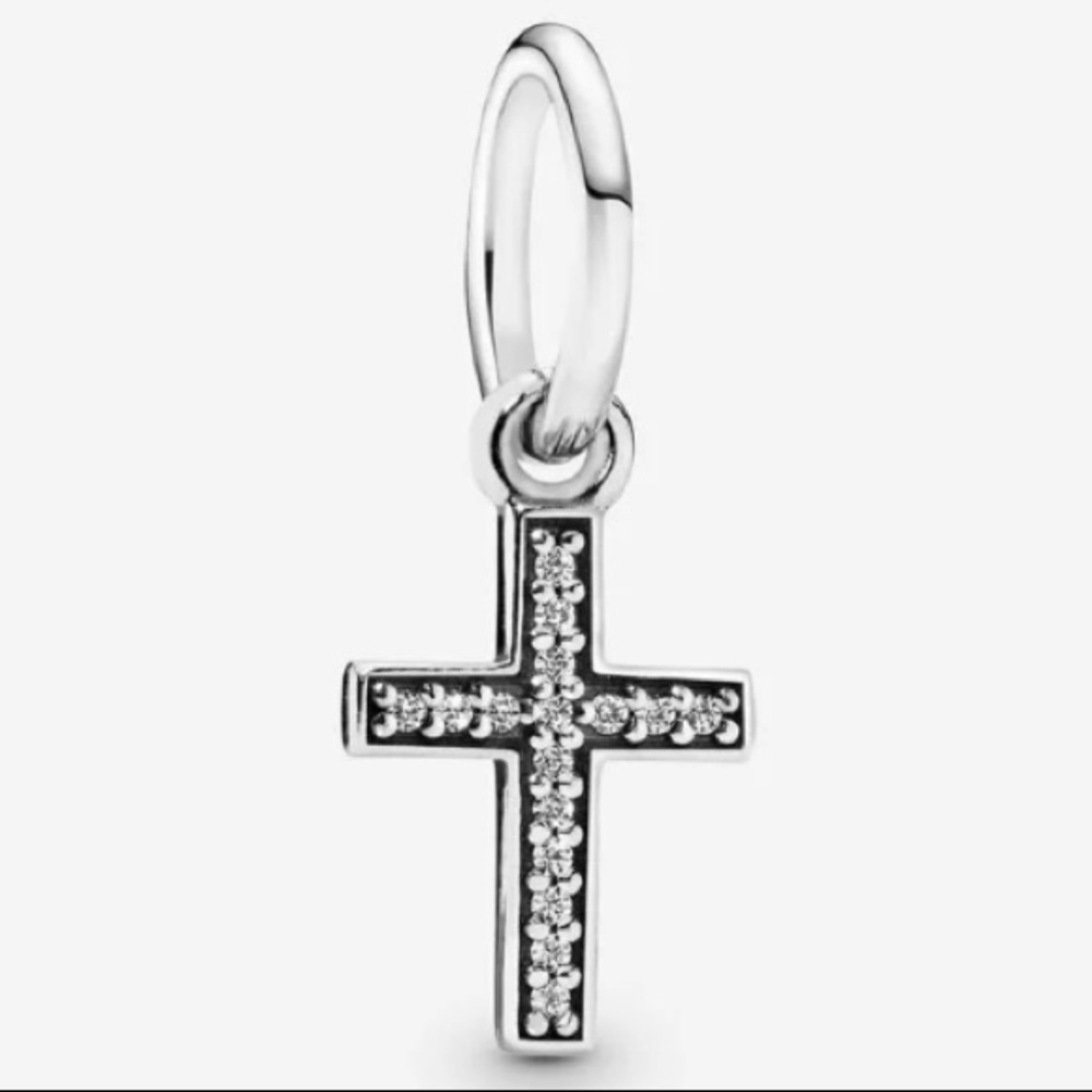 Pandora Sparkling Cross Dangle Charm.